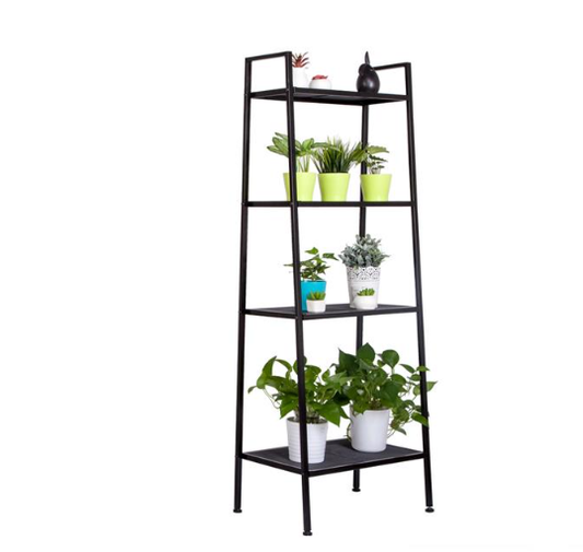 Black Metal 4-Tier Storage Bookshelf
