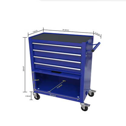 Blue Steel Tool Cabinet with 4 Drawers and Tool Set