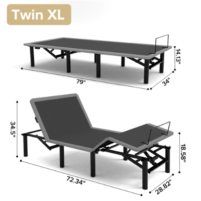 Twin XL Adjustable Bed Frame with Massage, USB Ports & LED Light