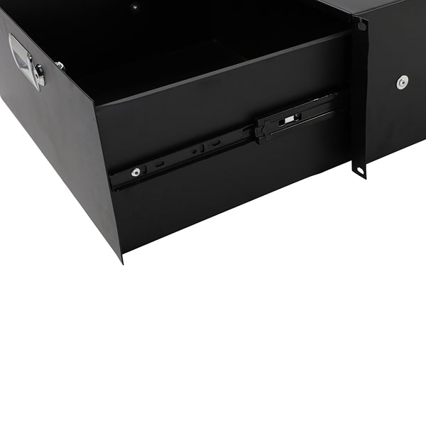 Black 4U 19" Steel DJ Equipment Drawer Cabinet with Lock