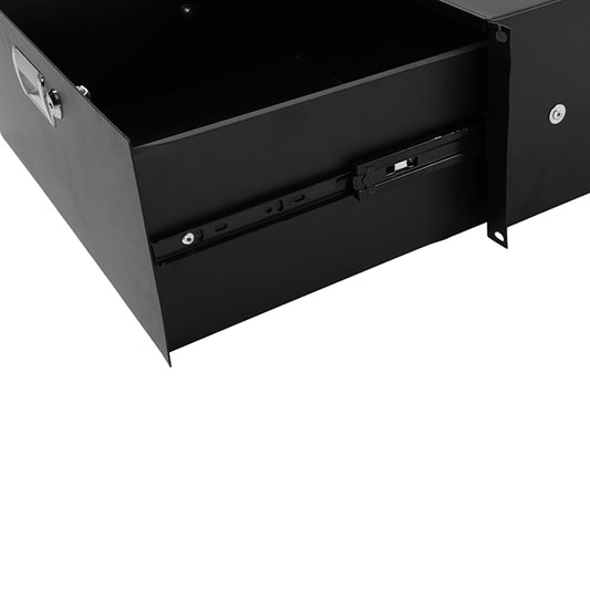 Black 4U 19" Steel DJ Equipment Drawer Cabinet with Lock