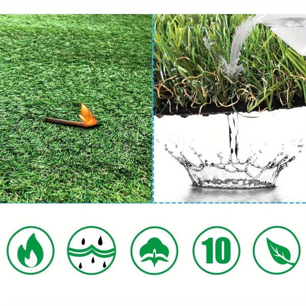 6FT x 10FT Artificial Grass Rug with Drainage – 15mm Realistic Turf Mat