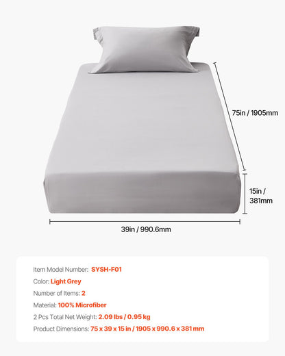 Twin Size Microfiber Fitted Sheet with Elastic Edges