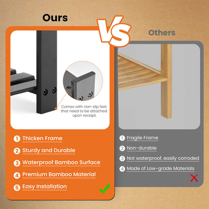 3-Tier Bamboo Shoe Rack Bench with Storage Shelves