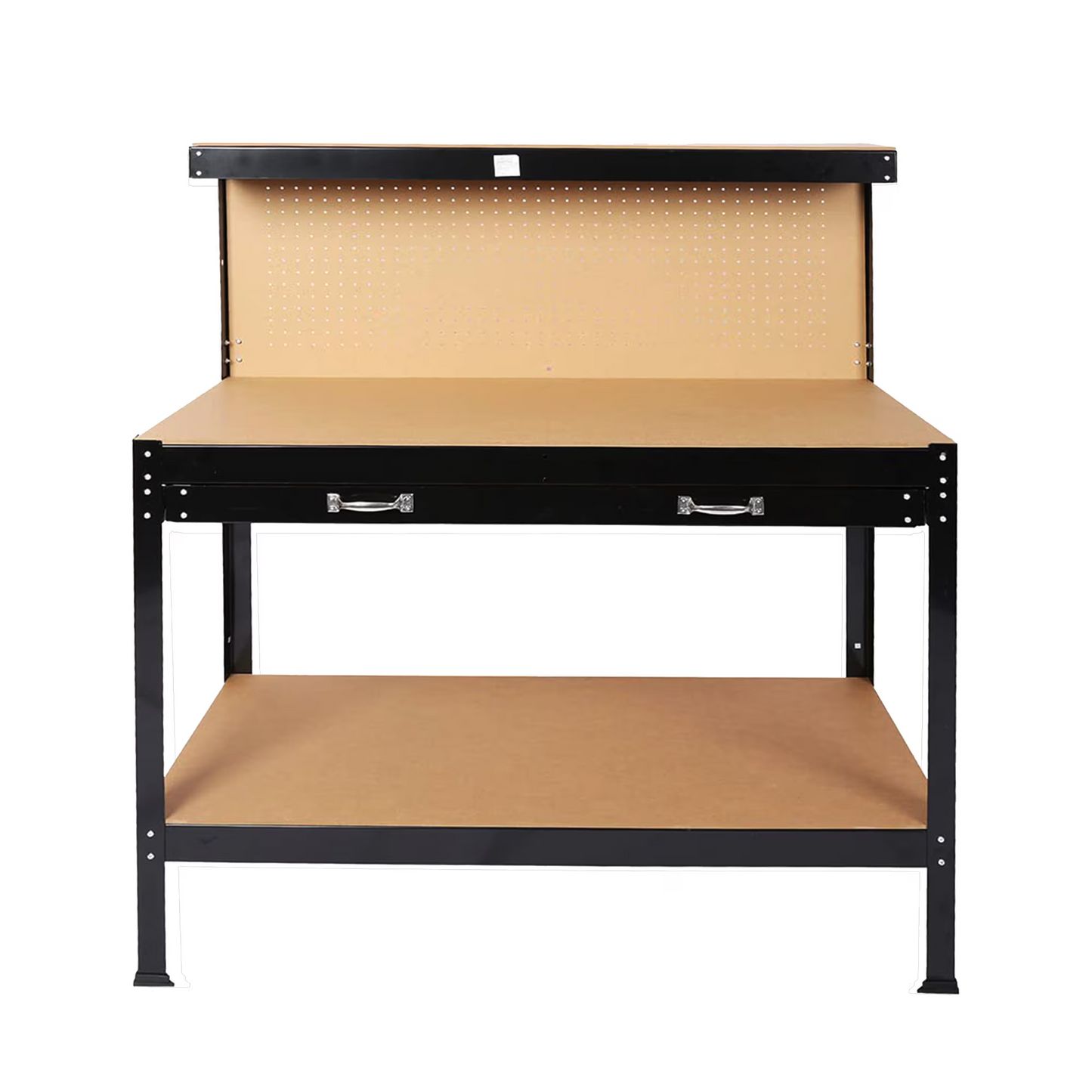 63-Inch Steel Workbench with Pegboard and Storage Drawer