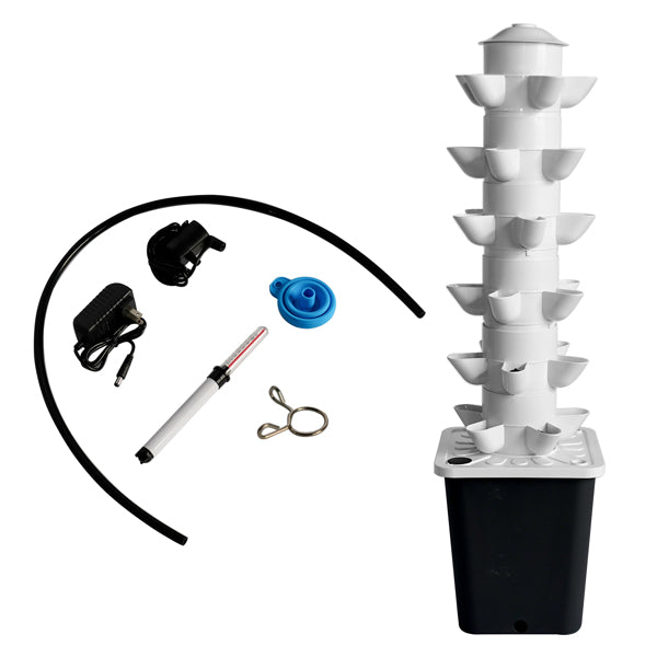 Black Vertical Hydroponic Tower System for Indoor & Outdoor Gardening