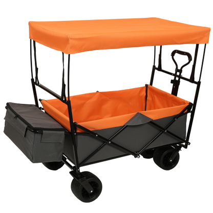 Purple Collapsible Wagon with Canopy and Mosquito Net – Heavy Duty All-Terrain Stroller Cart