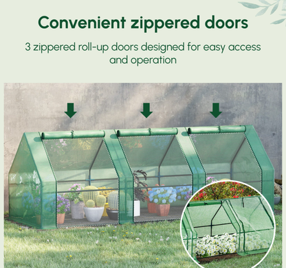 Portable Greenhouse with Zipper Doors – 9ft x 3ft Mini Outdoor Plant Tunnel