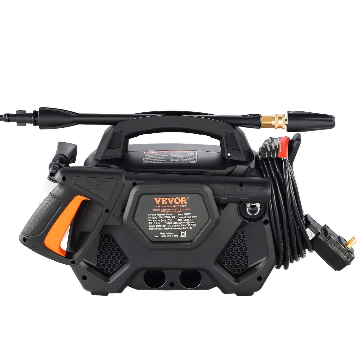 2150 PSI Electric Pressure Washer with Foam Cannon & 5 Nozzles