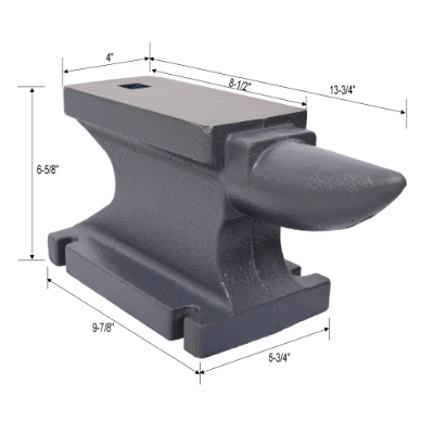 25KG Cast Iron Anvil with Square Horn and Stable Base - Gray