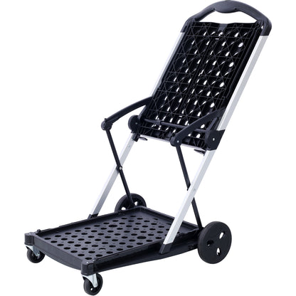 Foldable Heavy-Duty Utility Cart with Basket and Swivel Wheels