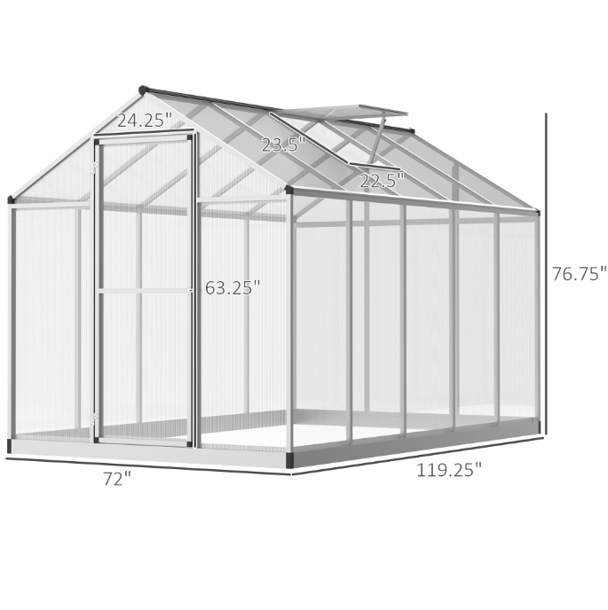 Walk-In Polycarbonate Winter Greenhouse – 10' x 6'