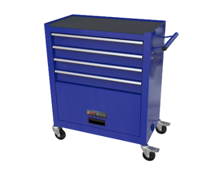 Blue Steel Tool Cabinet with 4 Drawers and Tool Set