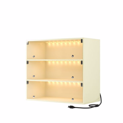 Off-White LED Wooden Sneaker Display Box with Glass Doors