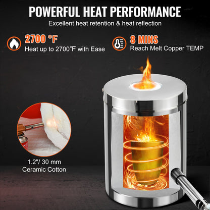 6KG Propane Melting Furnace Kit with Stainless Steel Crucible