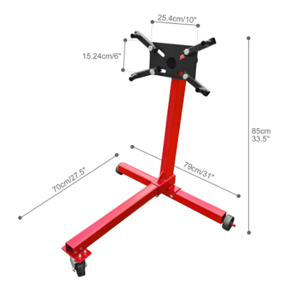 Heavy Duty 750lbs Rotating Engine Stand with Casters - Red