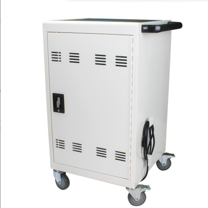 White Steel Mobile Charging Cart and Cabinet for Laptops & Tablets