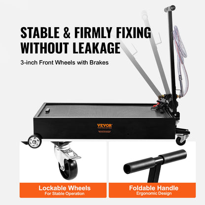 20-Gallon Low Profile Oil Drain Pan with Pump and Rolling Cart