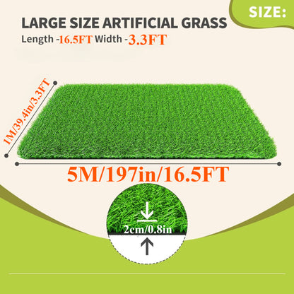 Premium 3ft x 16ft Artificial Grass Turf with Drainage Holes