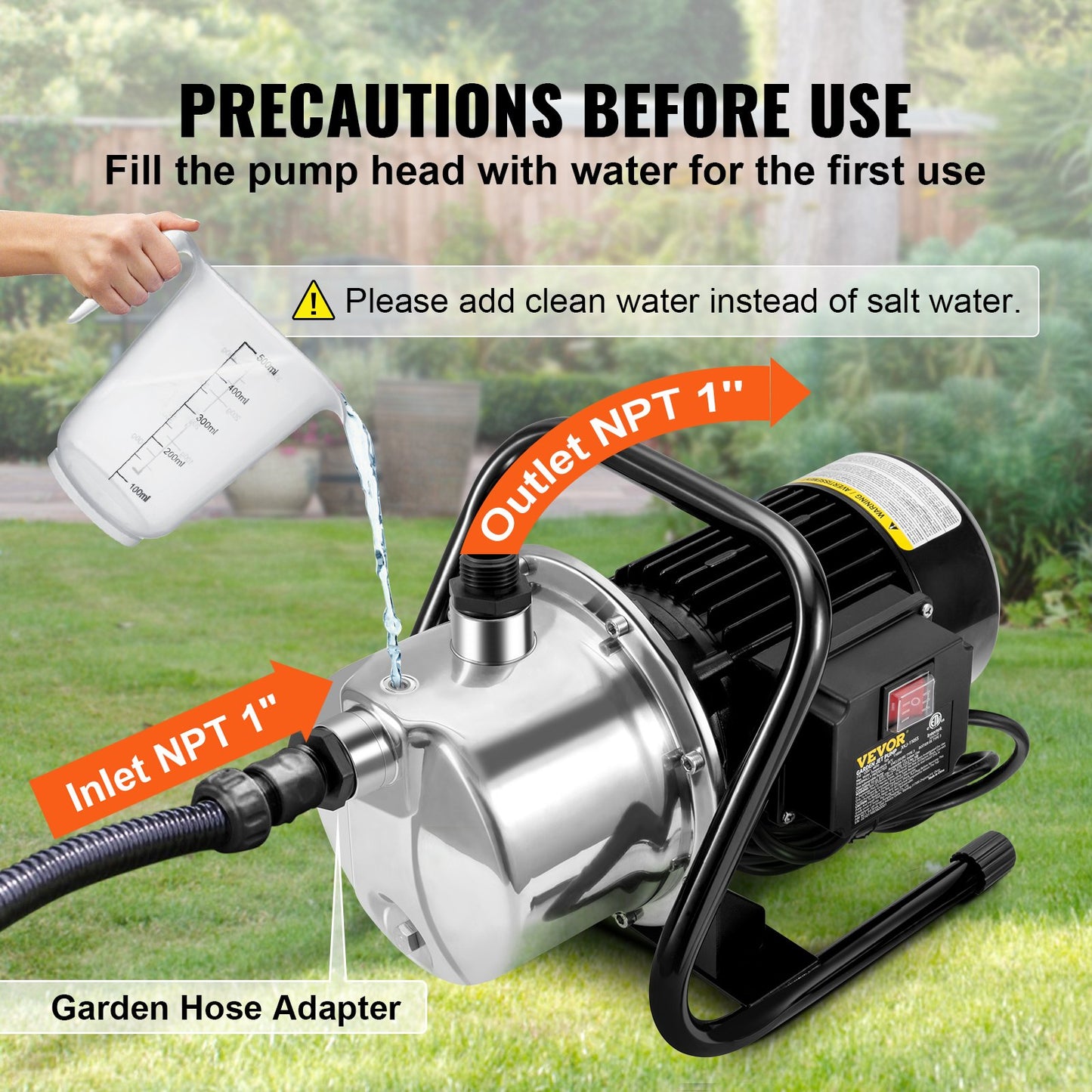 Portable 1.1HP Shallow Well Jet Pump for Garden Watering