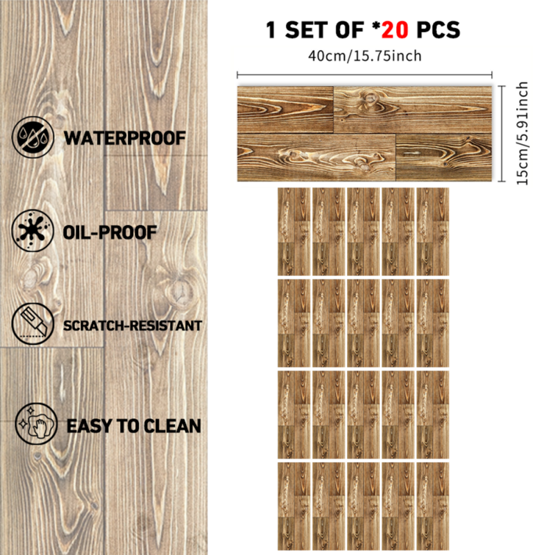 Wood Grain Peel and Stick Floor Decal – Non-Slip Self-Adhesive Flooring Tile