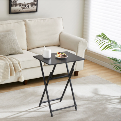 Black 2-Piece Folding TV Tray Table Set