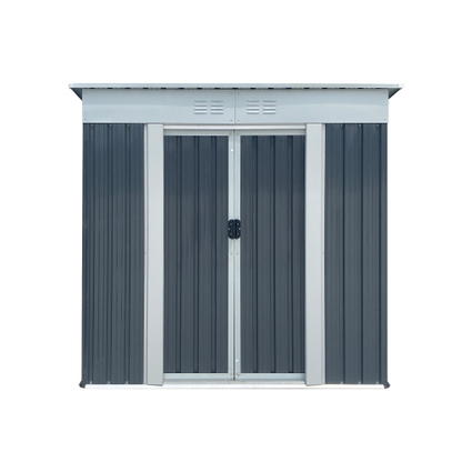 Gray 6x4 ft Metal Outdoor Storage Shed with Pent Roof