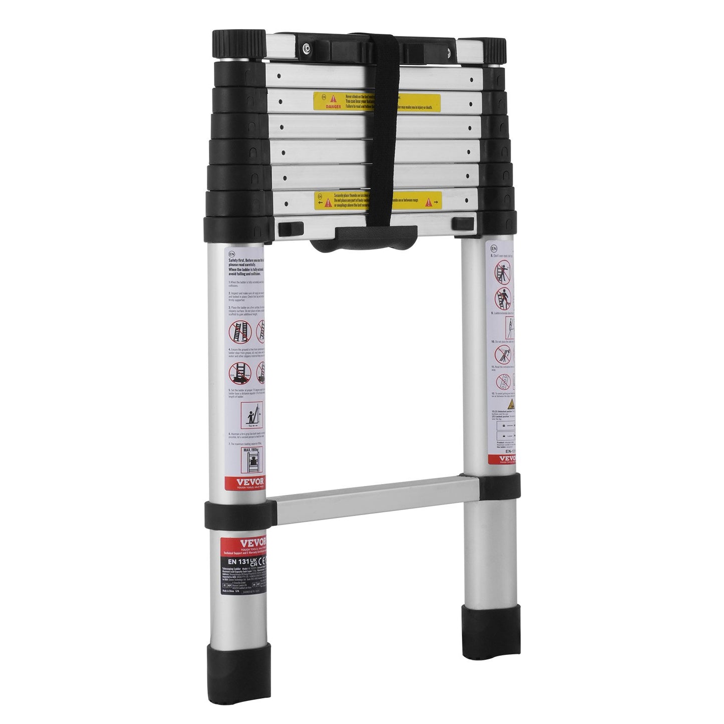 8.5 FT Telescoping Extension Ladder with One-Button Retraction