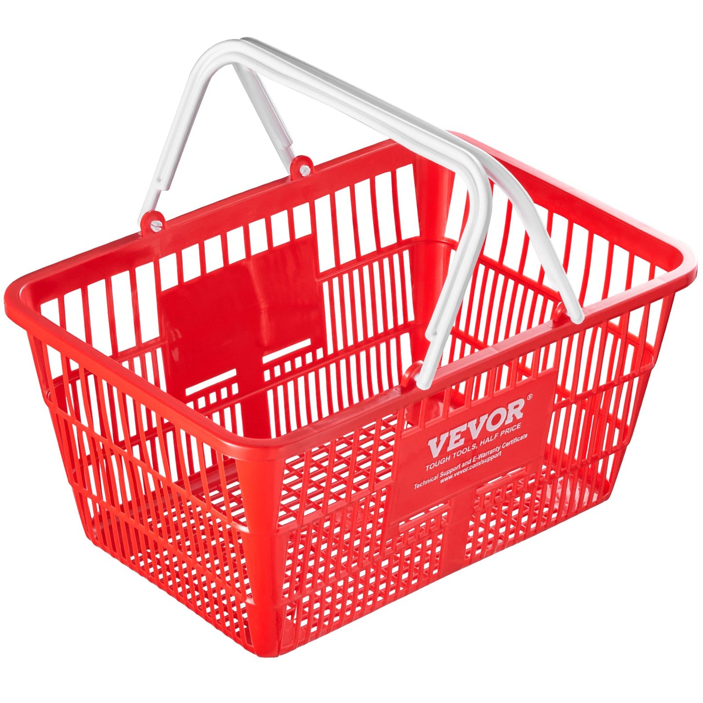 Red Portable Grocery Shopping Basket with Handle and Stand – 21L (20 Pack)
