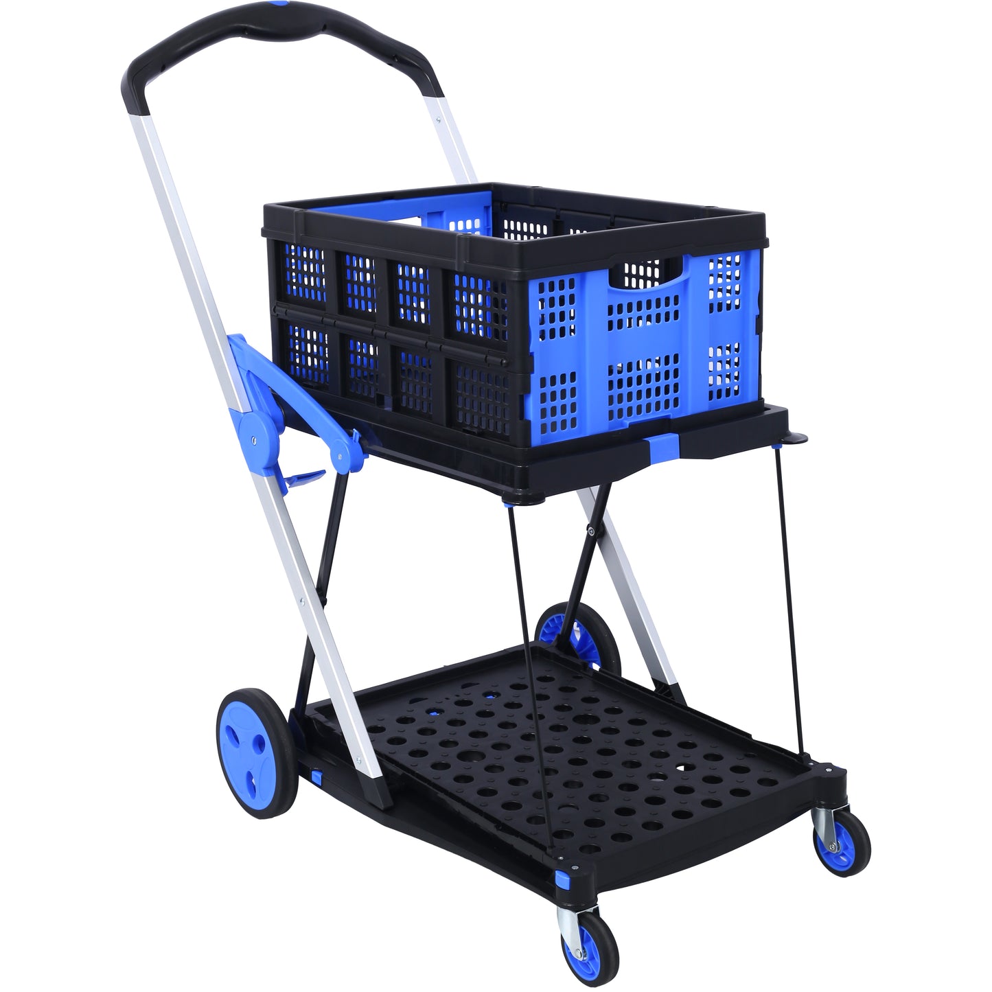 Foldable Two-Tier Utility Cart with Removable Basket