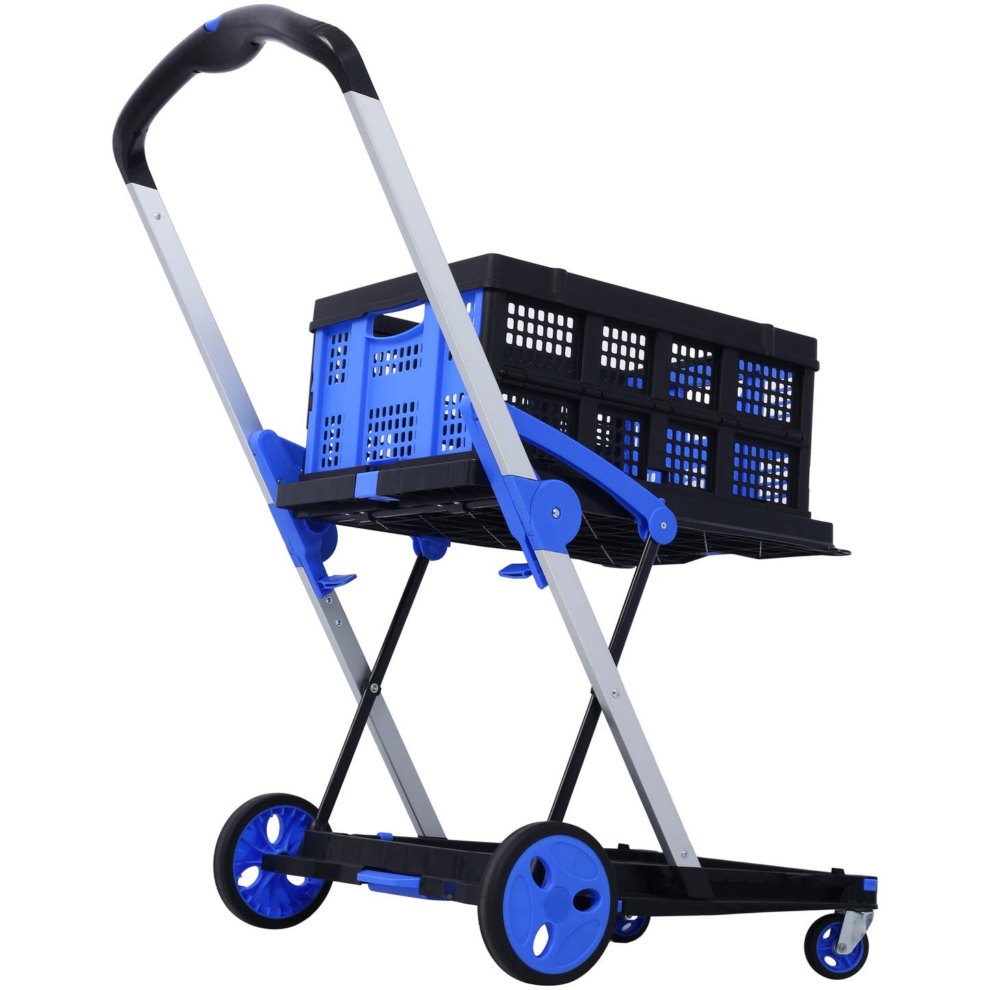 Foldable Two-Tier Utility Cart with Removable Basket