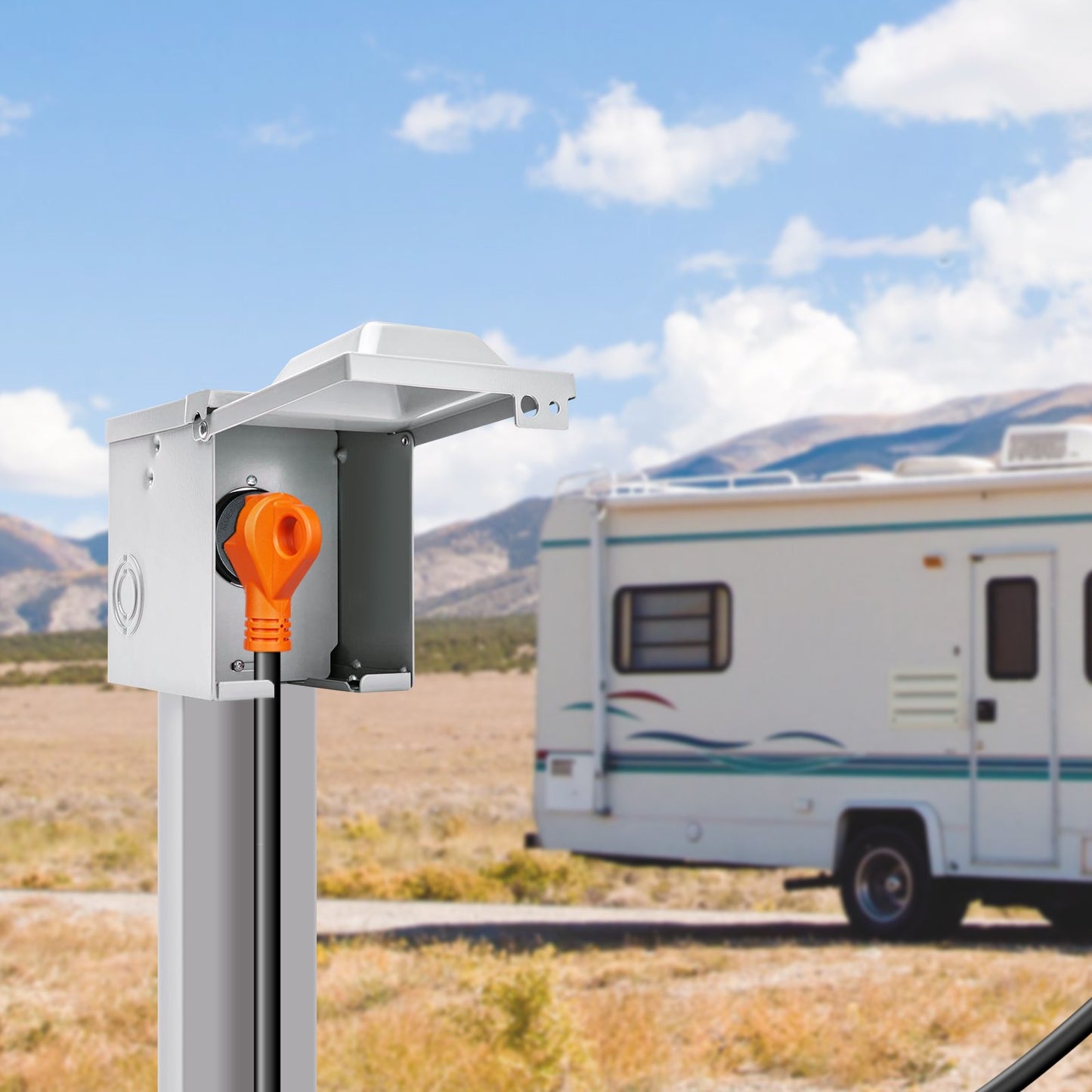 25 Ft 30 Amp RV Extension Power Cord with LED Indicator and 15A Adapter