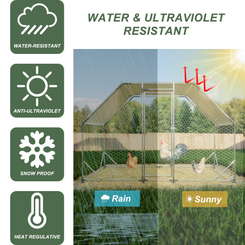 Large Metal Walk-In Chicken Coop with Waterproof Cover, 10x6 ft