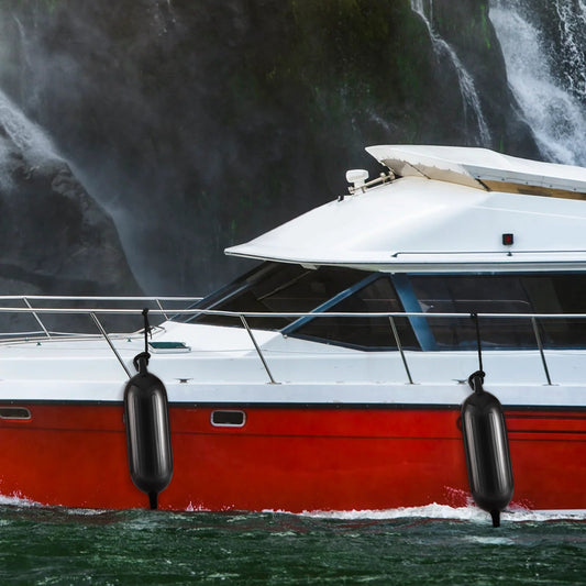 Inflatable Black Boat Fenders with Air Pump and Storage Bag – Set of 4