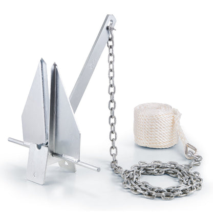 8.5 lb Galvanized Fluke Anchor Kit for Boats with Chain, Rope, and Shackles