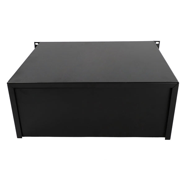 Black 4U 19" Steel DJ Equipment Drawer Cabinet with Lock
