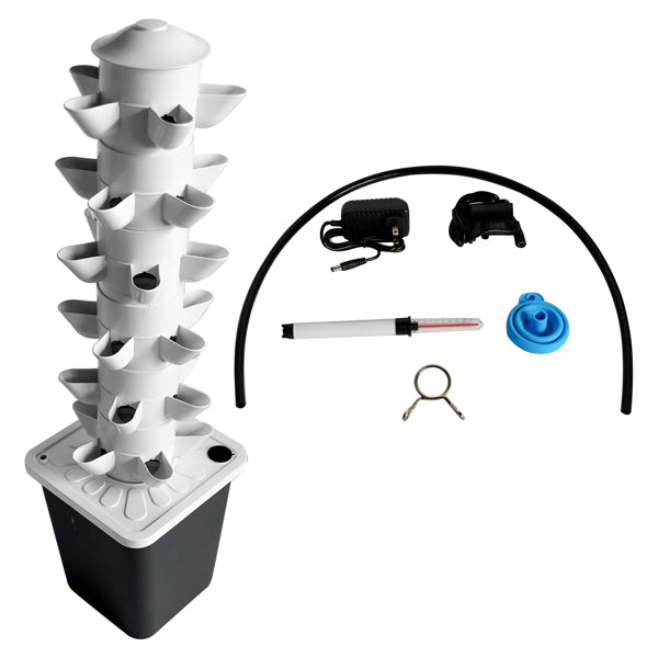 Black Vertical Hydroponic Tower System for Indoor & Outdoor Gardening