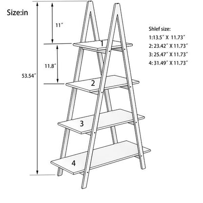 Bamboo Wood Ladder Bookshelf with 4 Tiers – A-Frame Display Shelf