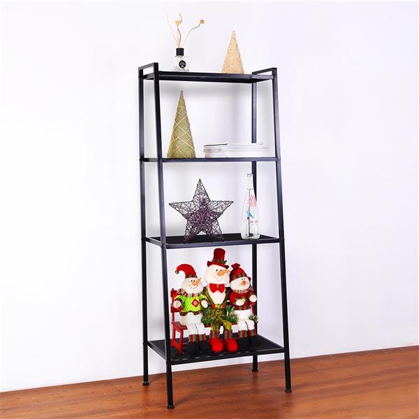 Black Metal 4-Tier Storage Bookshelf