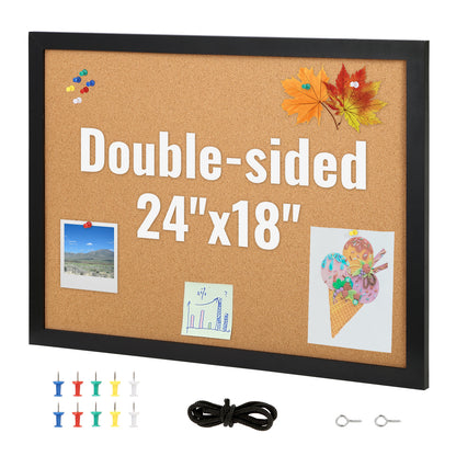 Double-Sided Cork Bulletin Board for Home and Office