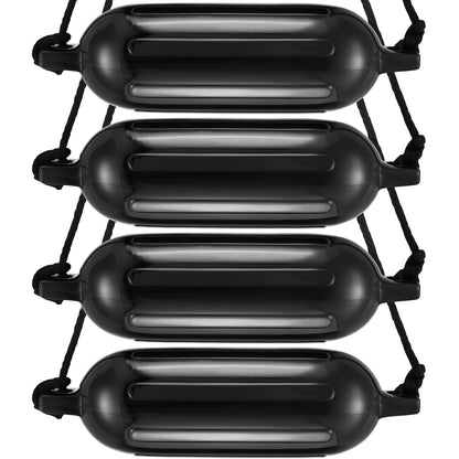 Inflatable Black Boat Fenders with Air Pump and Storage Bag – Set of 4