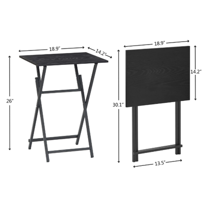 Black 2-Piece Folding TV Tray Table Set