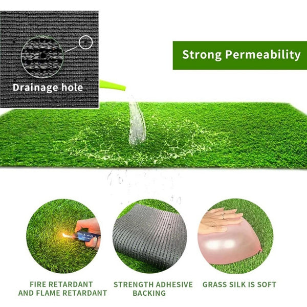 Premium 3ft x 32ft Artificial Grass Mat with Drainage Holes