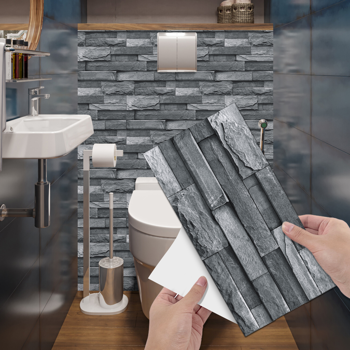 Light Grey Stone Tile Peel and Stick Wallpaper - Waterproof & Self-Adhesive