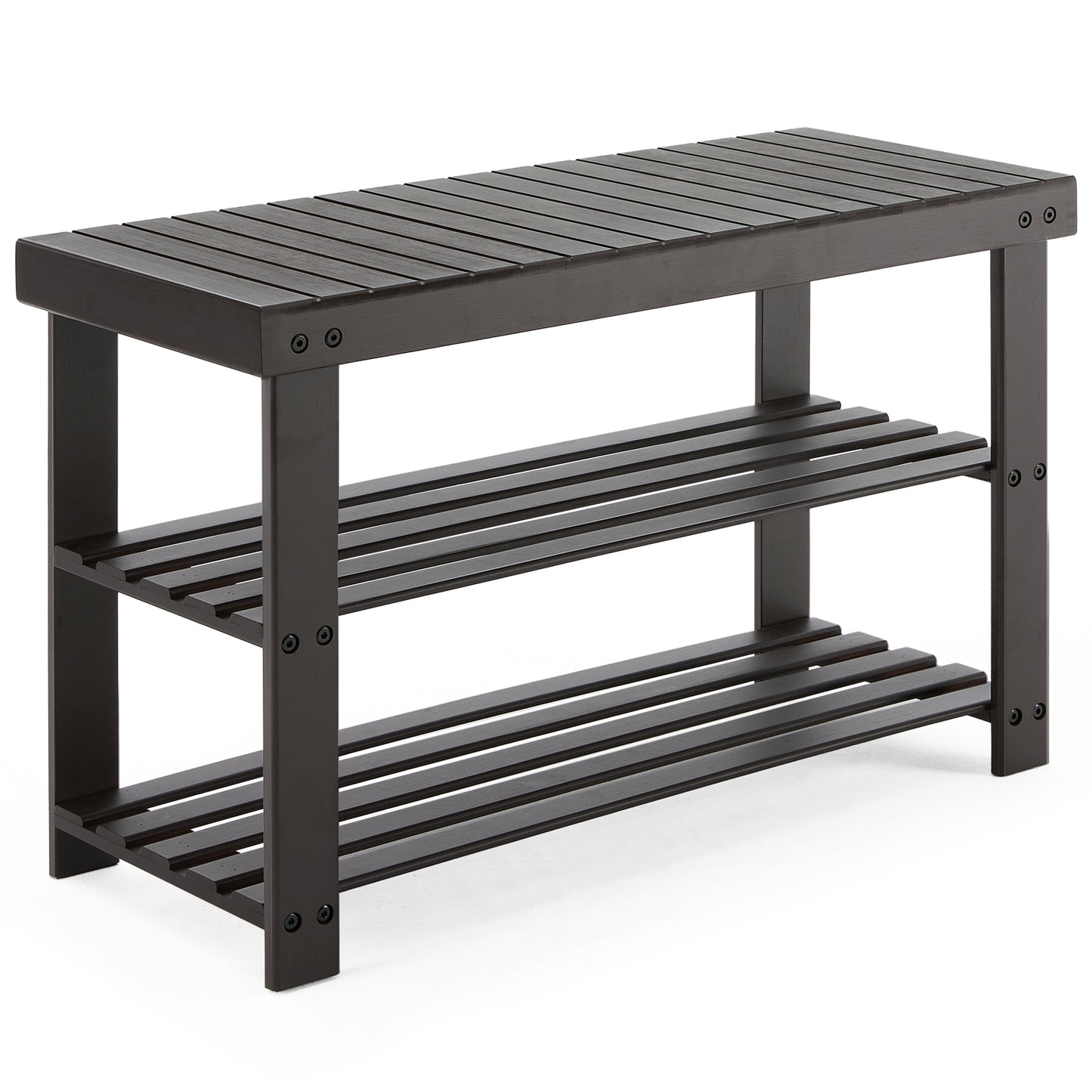 3-Tier Bamboo Shoe Rack Bench with Storage Shelves