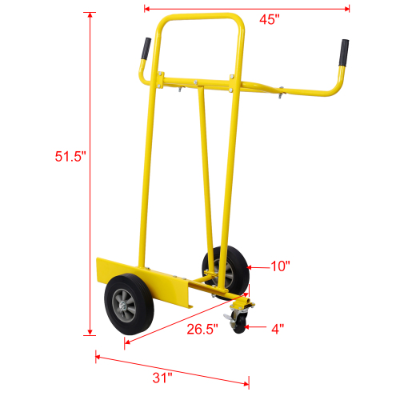 Heavy-Duty Steel Drywall Panel Cart – Yellow Sheet Dolly with Brakes