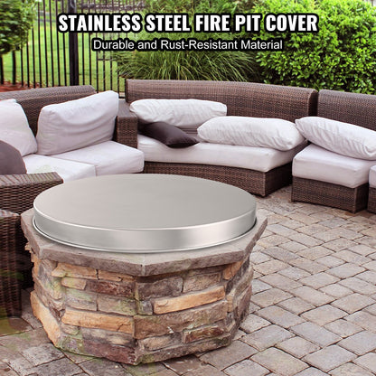 Stainless Steel Fire Pit Cover with Spark Screen - 27 Inch