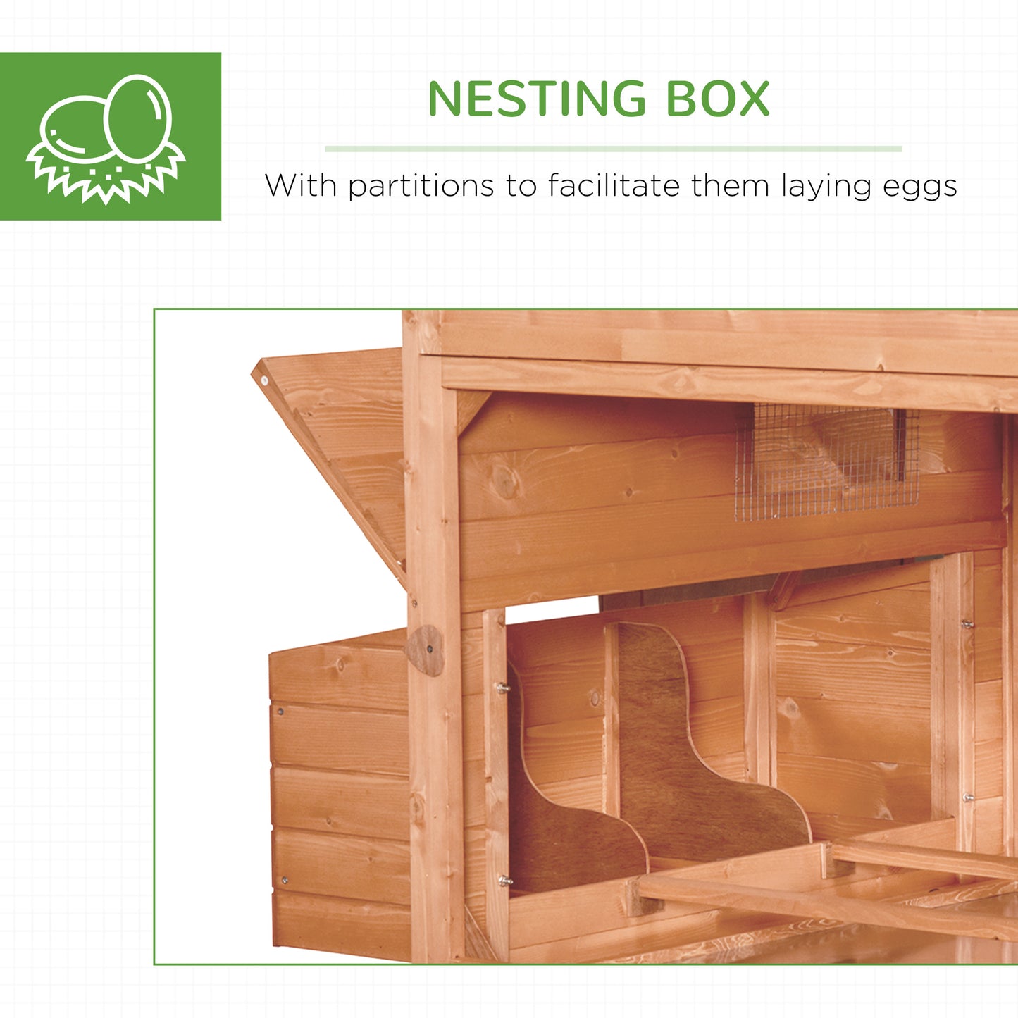 Wooden Chicken Coop with Nesting Box and Run for 8-10 Chickens – Lockable Backyard Hen House, Orange