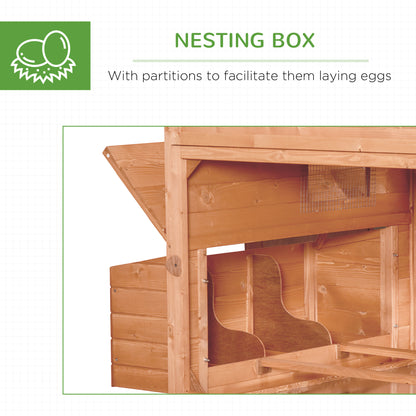 Wooden Chicken Coop with Nesting Box and Run for 8-10 Chickens – Lockable Backyard Hen House, Orange