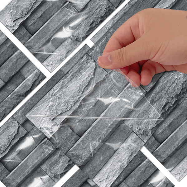Light Grey Stone Tile Peel and Stick Wallpaper - Waterproof & Self-Adhesive